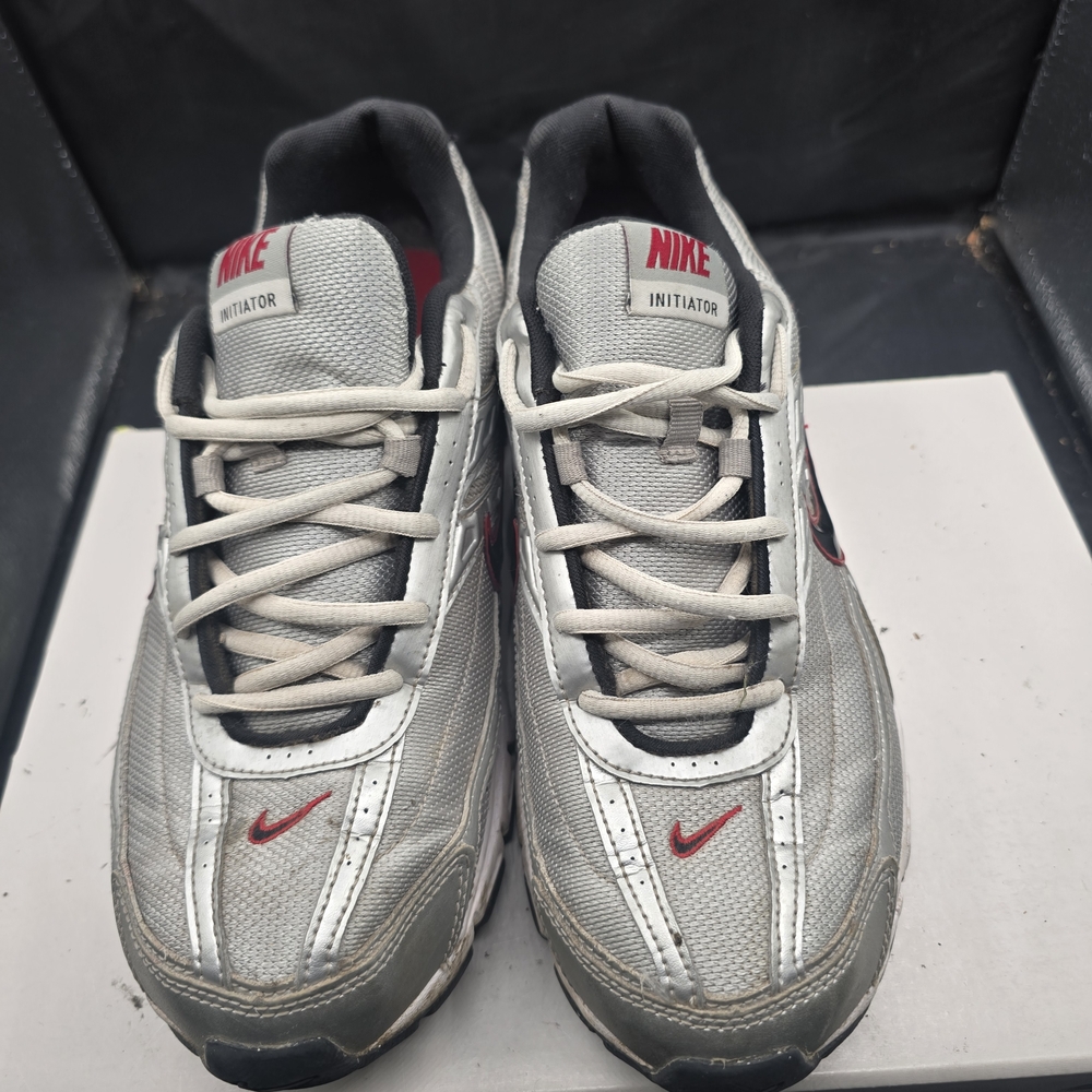 Nike Metallic Silver and Bold Red Sneakers